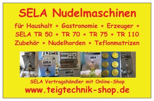 gebrauchte SELA Nudelmaschine TR 110 Edelstahl, Kühlgerät mit 3 Teflonmatrizen